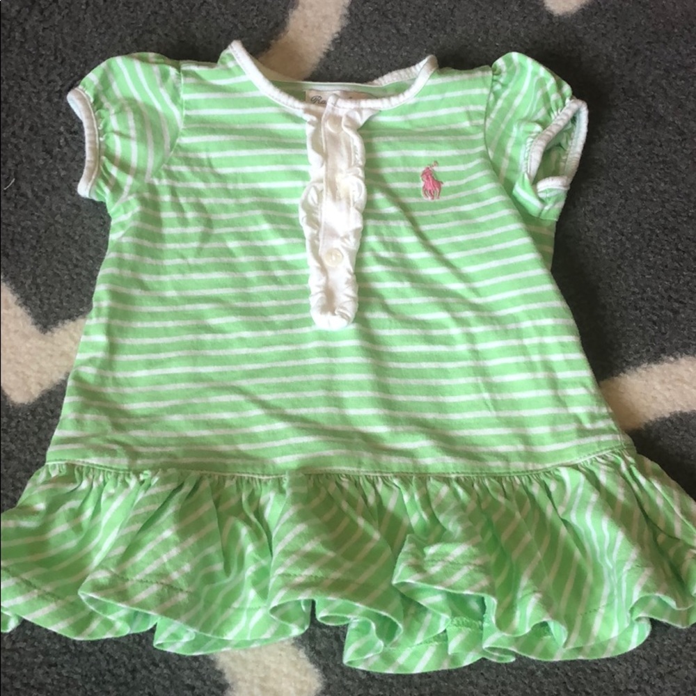 Green and white striped dress with diaper cover